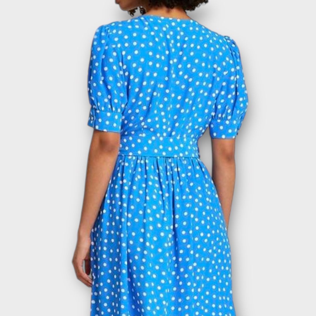 River Island Belted Spot Print Frill Hem Midi Dress - 6