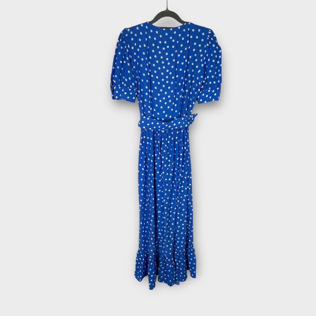 River Island Belted Spot Print Frill Hem Midi Dress - 6