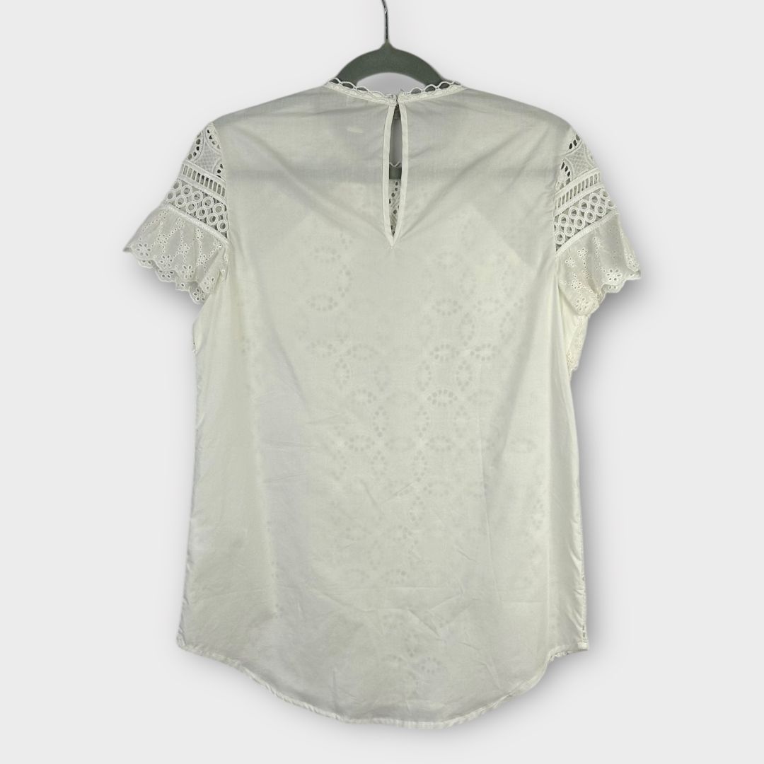 River Island Broderie Frill Cotton Top - 6