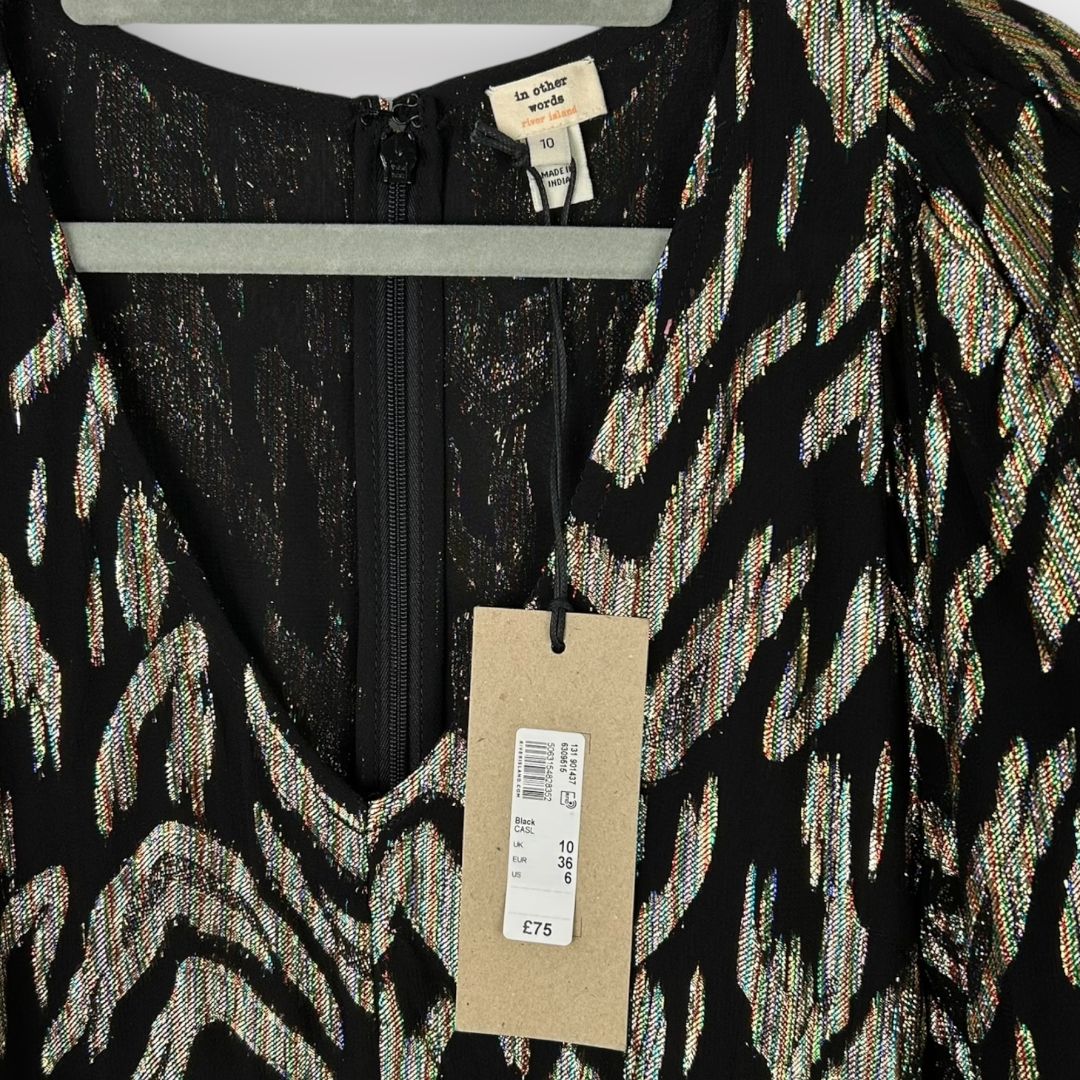 River Island Lurex Detail Smock Dress - 10