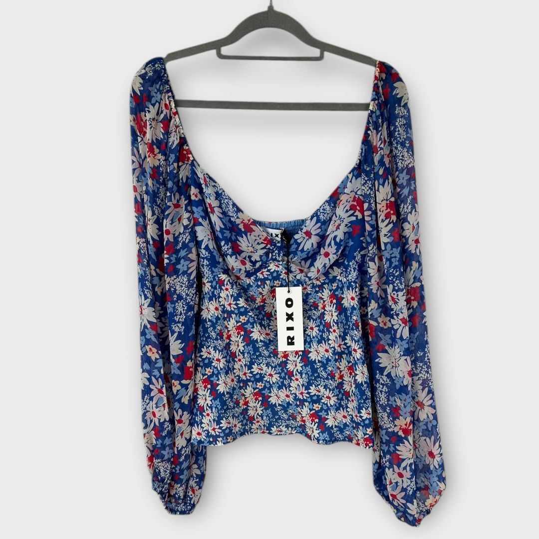 Rixo Bridgette Silk Blend Floral Top - 16 (XL)