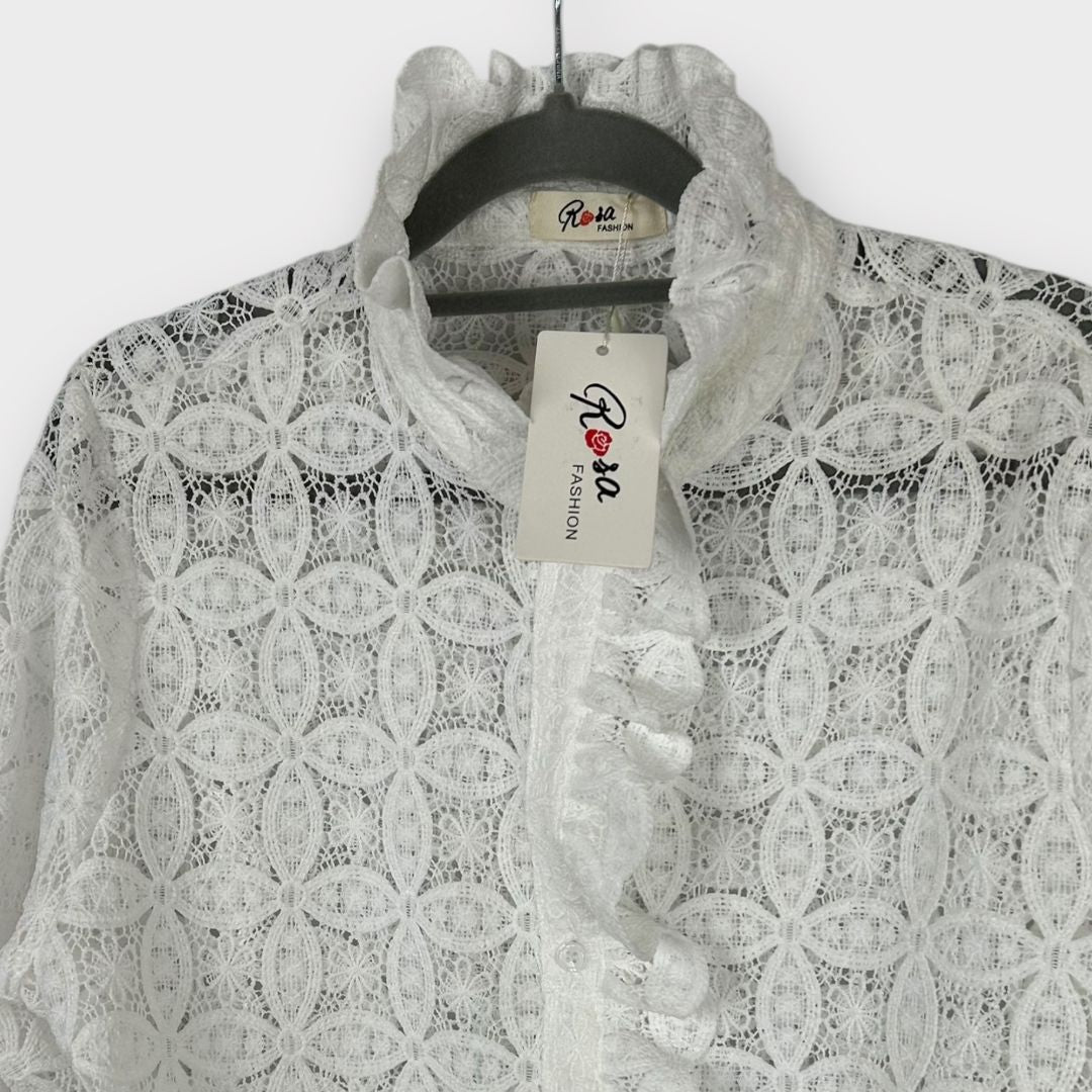 Rosa Fashion Broderie Anglaise Frill Blouse - 16 (XL)