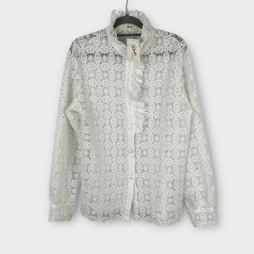 Rosa Fashion Broderie Anglaise Frill Blouse - 16 (XL)