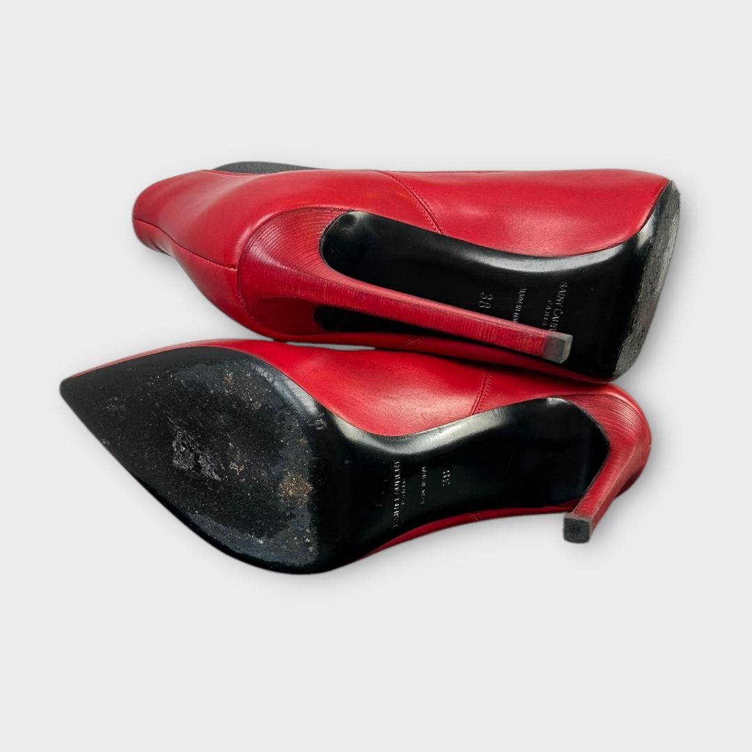 Saint Laurent Stiletto Leather Ankle Boots - 5/38