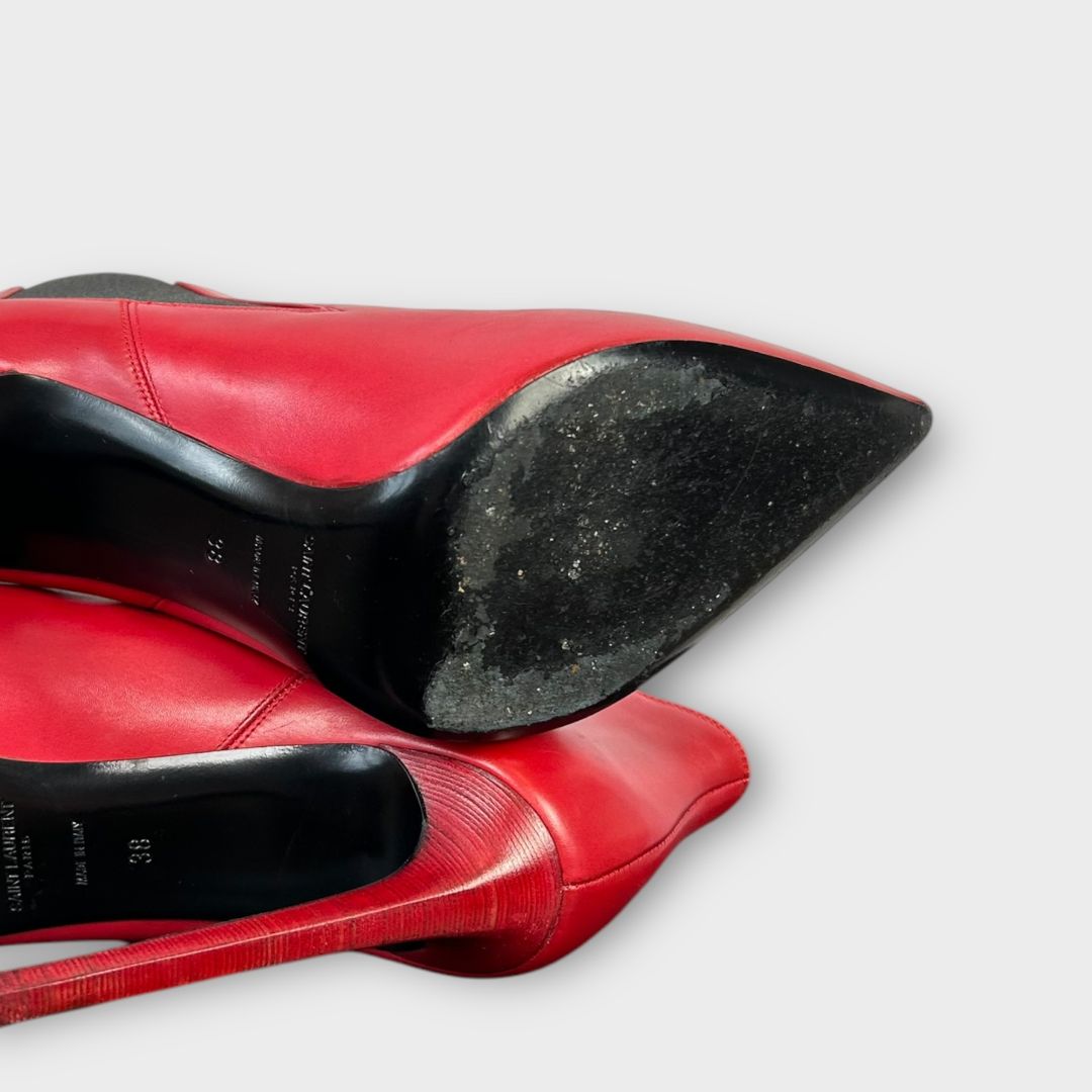 Saint Laurent Stiletto Leather Ankle Boots - 5/38