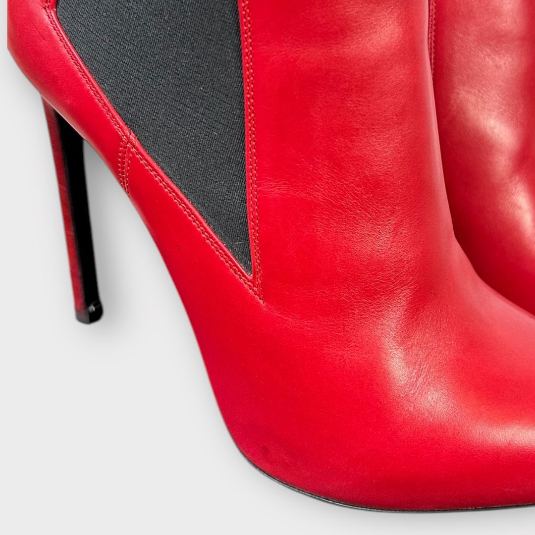 Saint Laurent Stiletto Leather Ankle Boots - 5/38