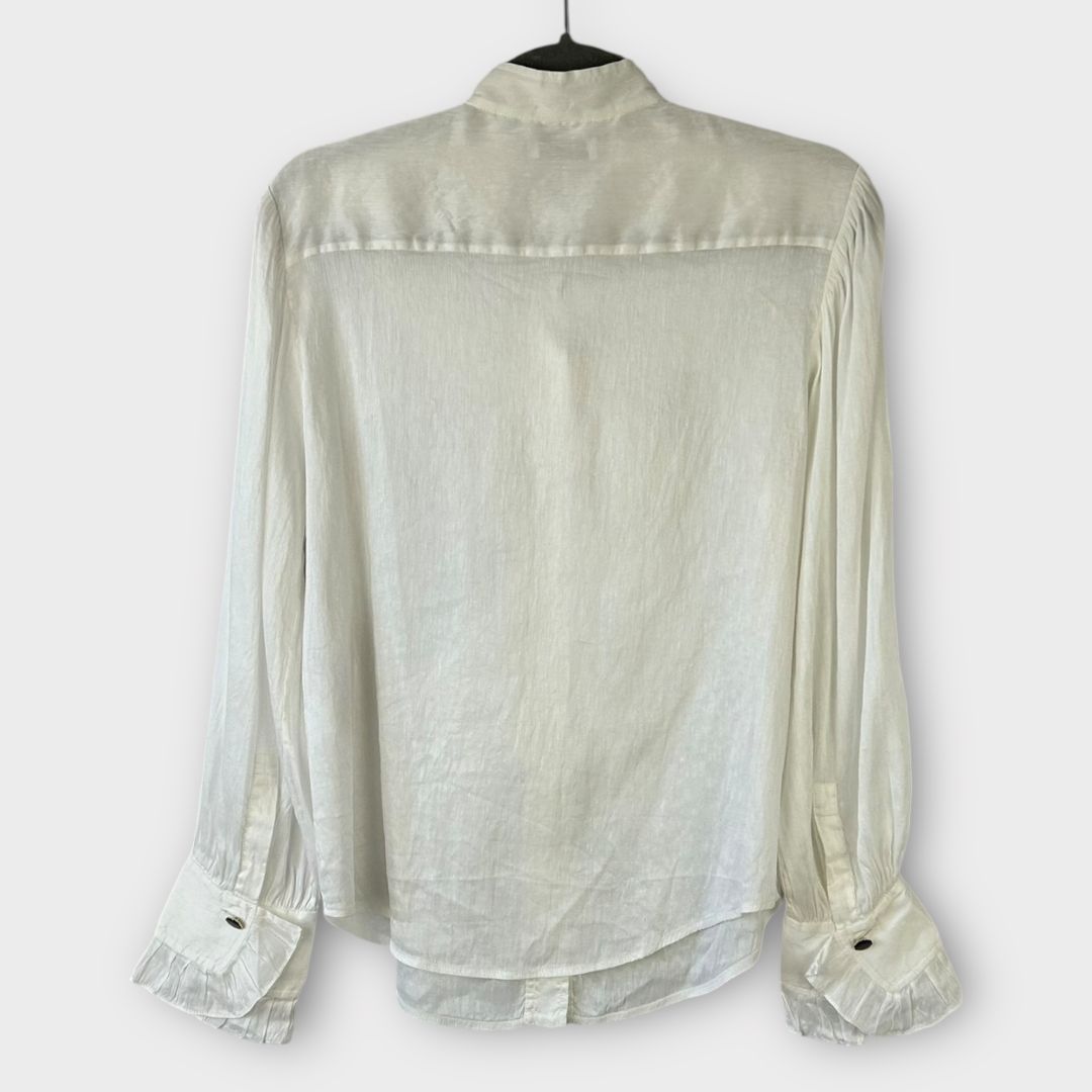 Sandro Linen/Silk Ruffle Shirt - 8/10