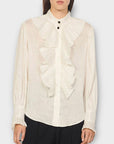Sandro Linen/Silk Ruffle Shirt - 8/10