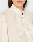 Sandro Linen/Silk Ruffle Shirt - 8/10
