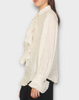 Sandro Linen/Silk Ruffle Shirt - 8/10