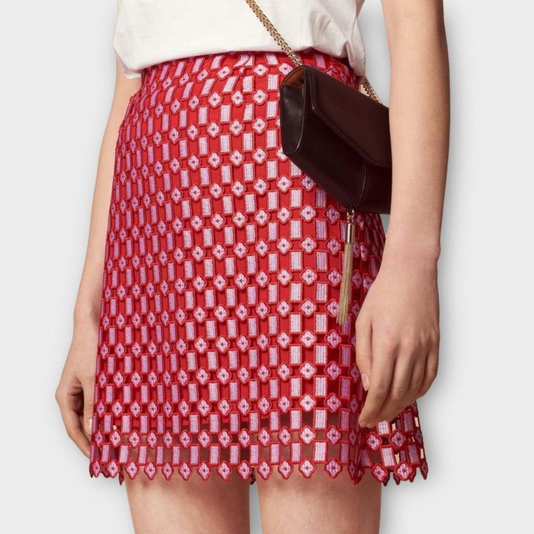 Sandro Paris Vivot Geometric Openwork Lace Mini Skirt - 10/12