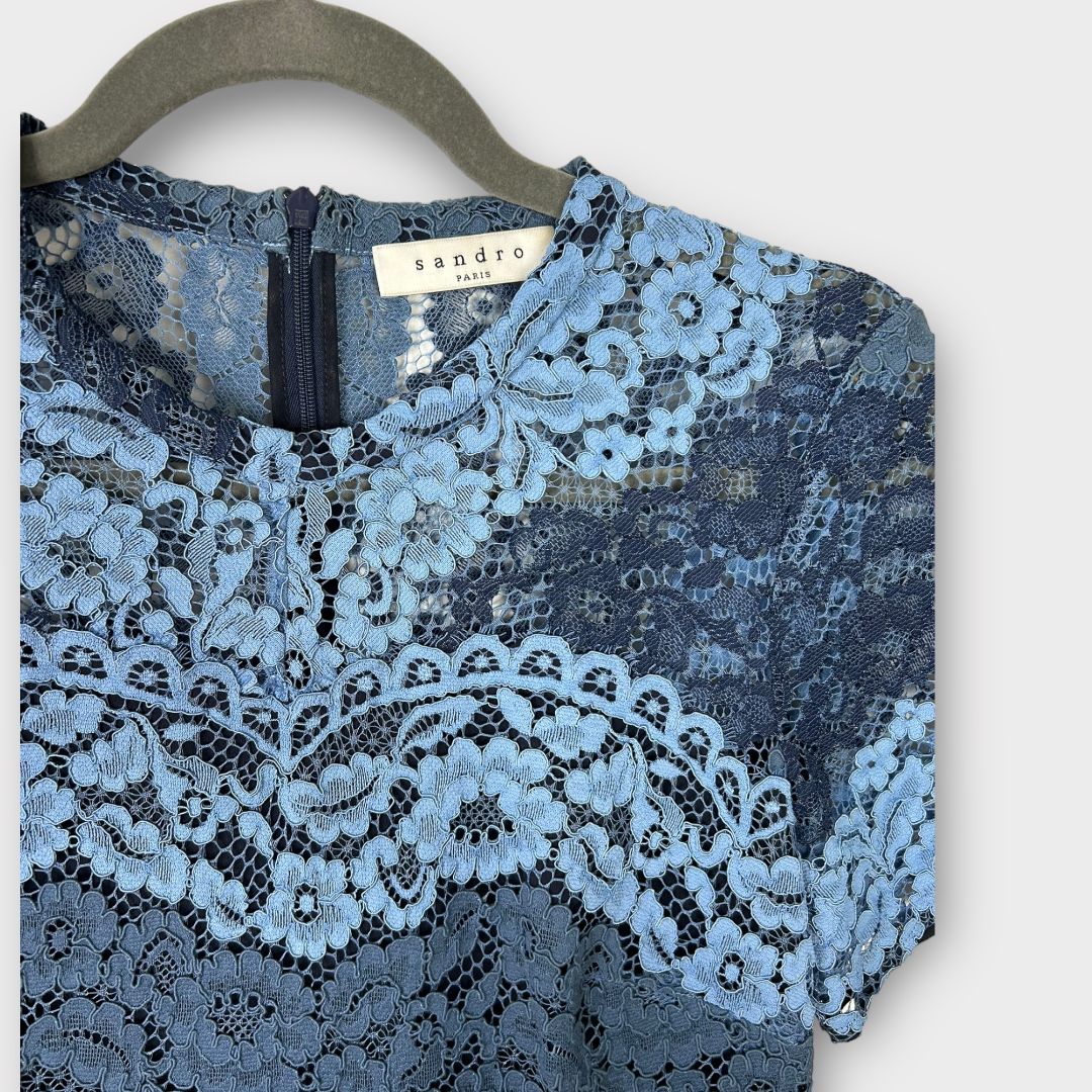 Sandro Tonal Lace Mini Dress - XS/S