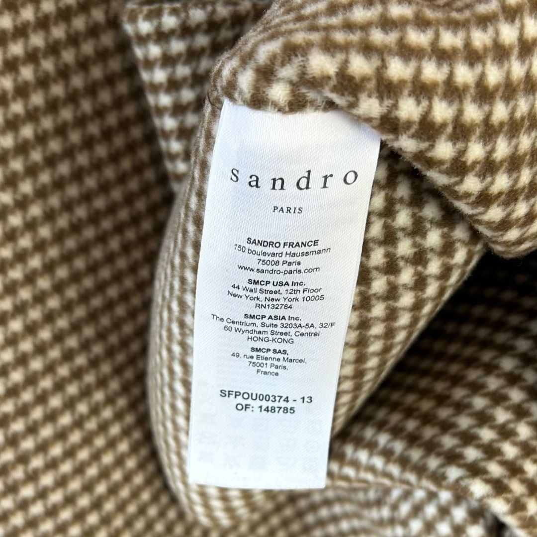 Sandro Wool Overshirt Houndstooth Coat - 12/14