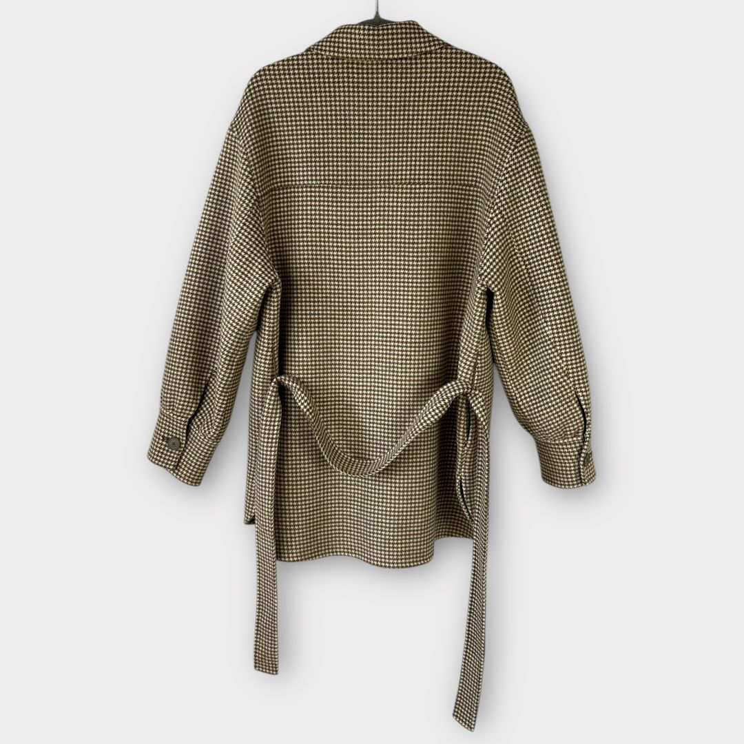 Sandro Wool Overshirt Houndstooth Coat - 12/14