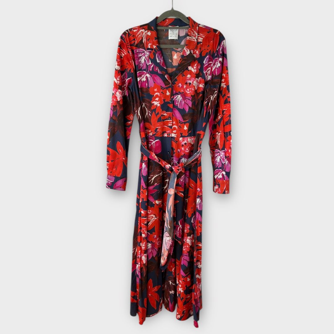 Sara Roka Jungle Gelsa Floral Midi Dress - 12/14