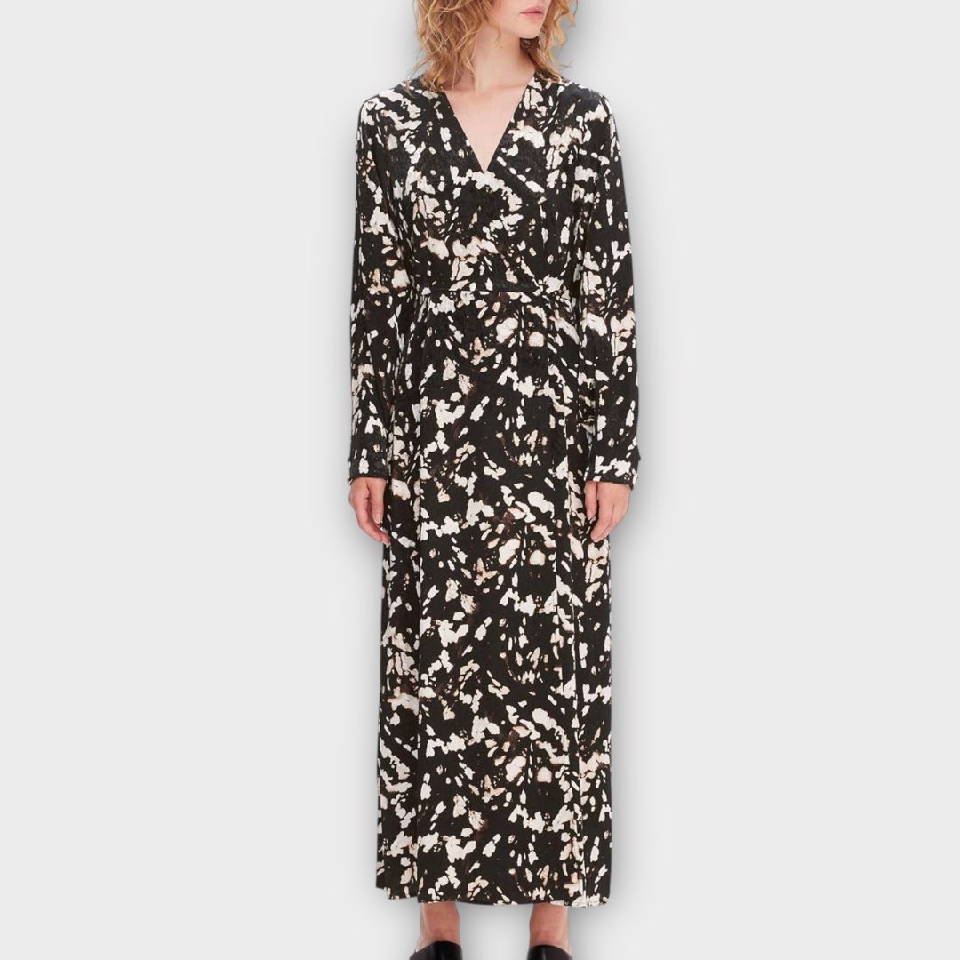 Selected Femme Justine Printed Faux Wrap Maxi Dress - 10/12