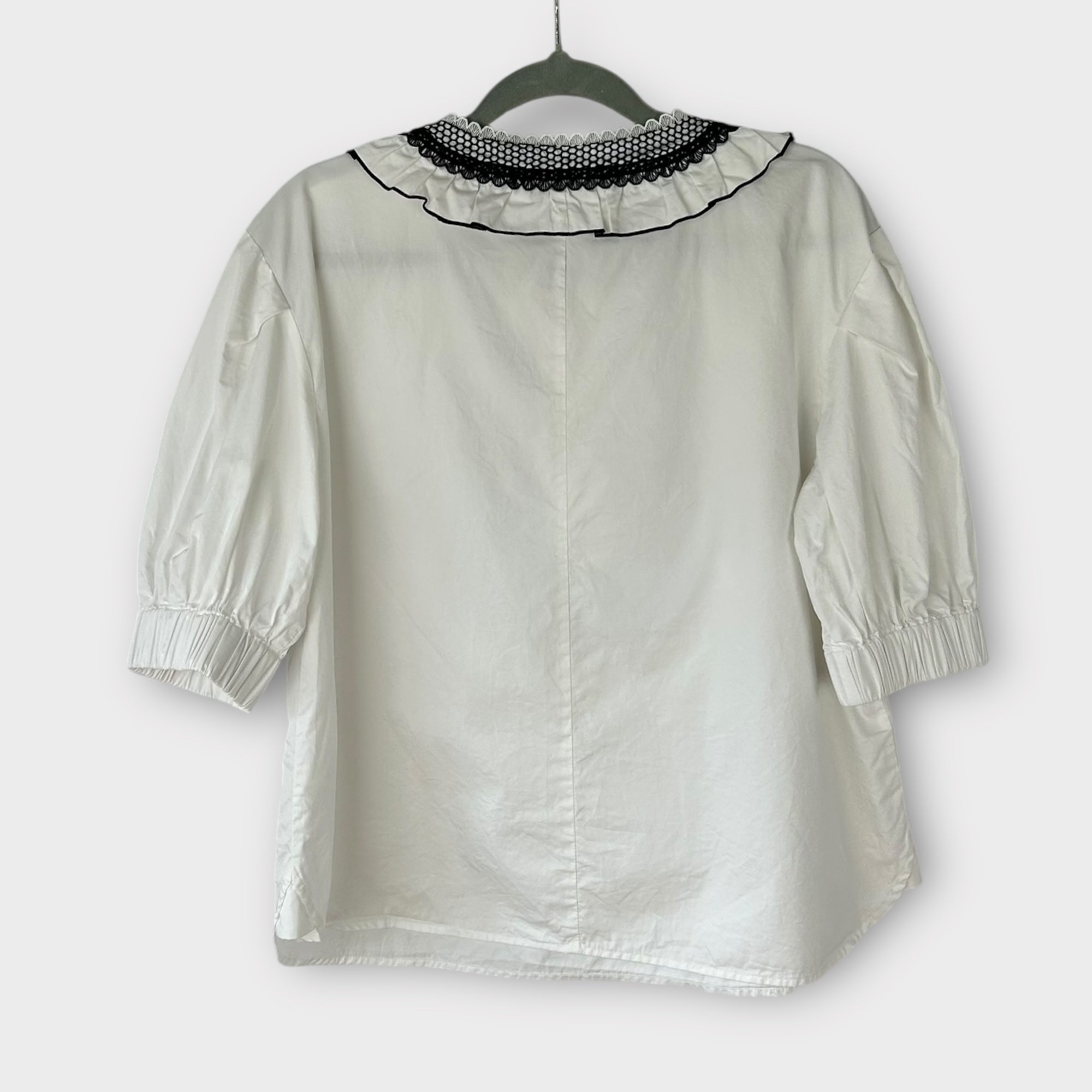 Self-Portrait Lace Bib Cotton Top - 12