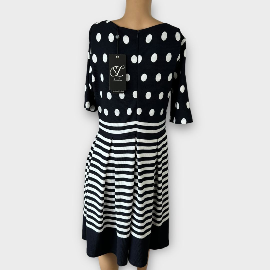 Smashed Lemon Polka Dot Stripe Dress - 14
