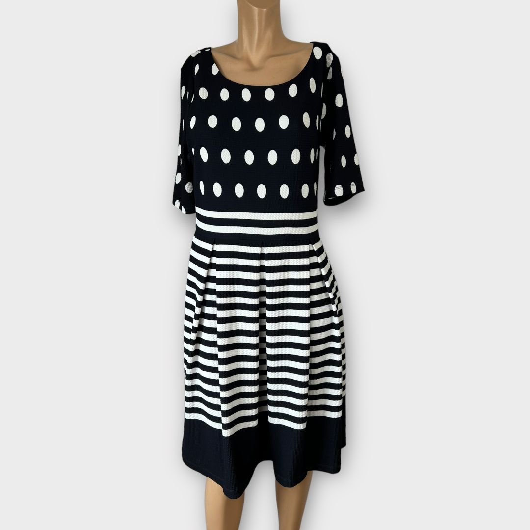 Smashed Lemon Polka Dot Stripe Dress - 14