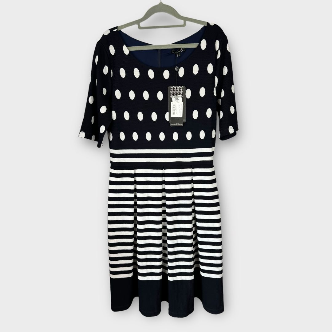 Smashed Lemon Polka Dot Stripe Dress - 14