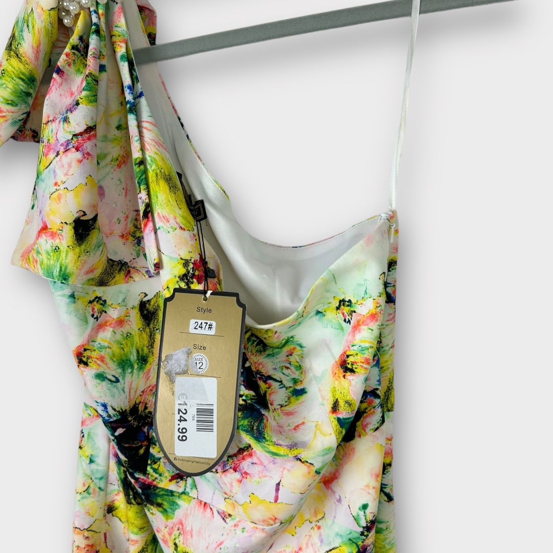 So Amazing One Shoulder Floral Dress - 12