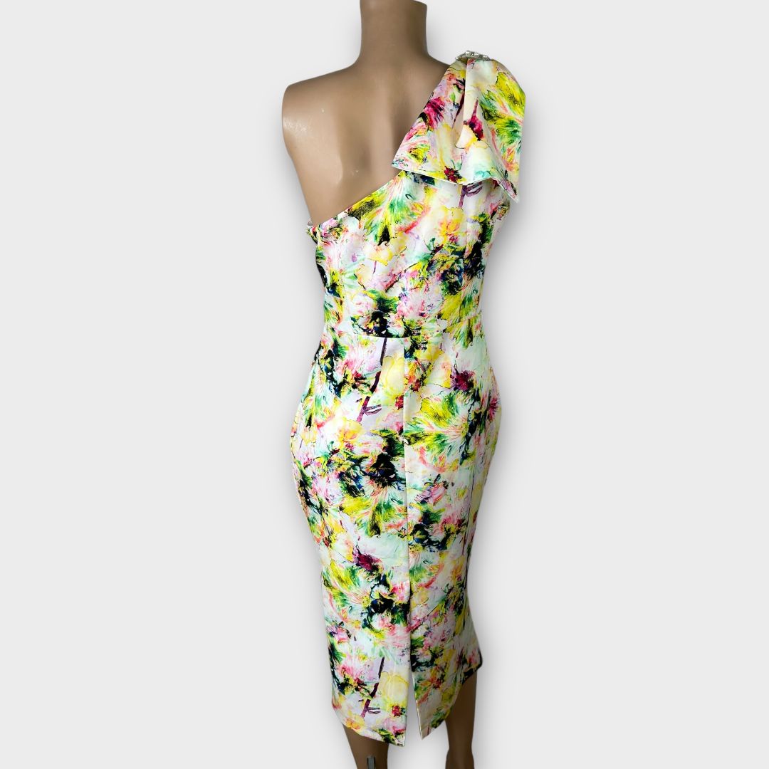 So Amazing One Shoulder Floral Dress - 12
