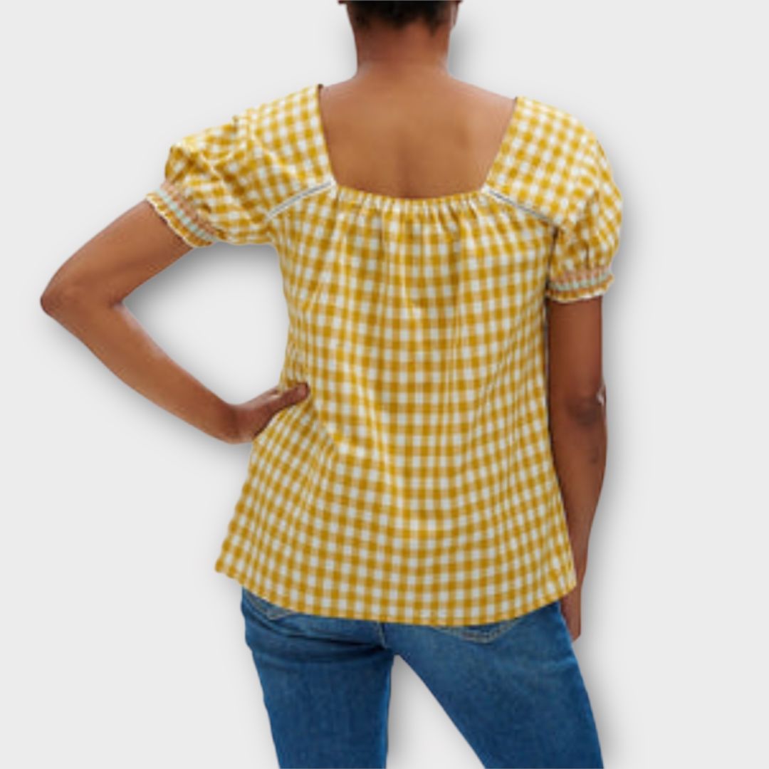 Sugarhill Floral Embroidered Gingham Top - 8