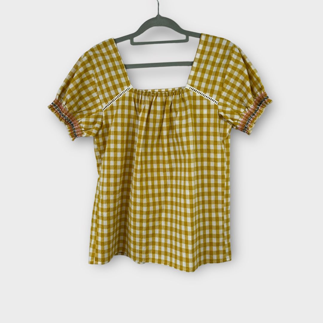 Sugarhill Floral Embroidered Gingham Top - 8