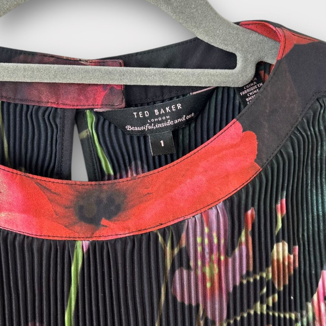 Ted Baker Floral Pleated Top - 8