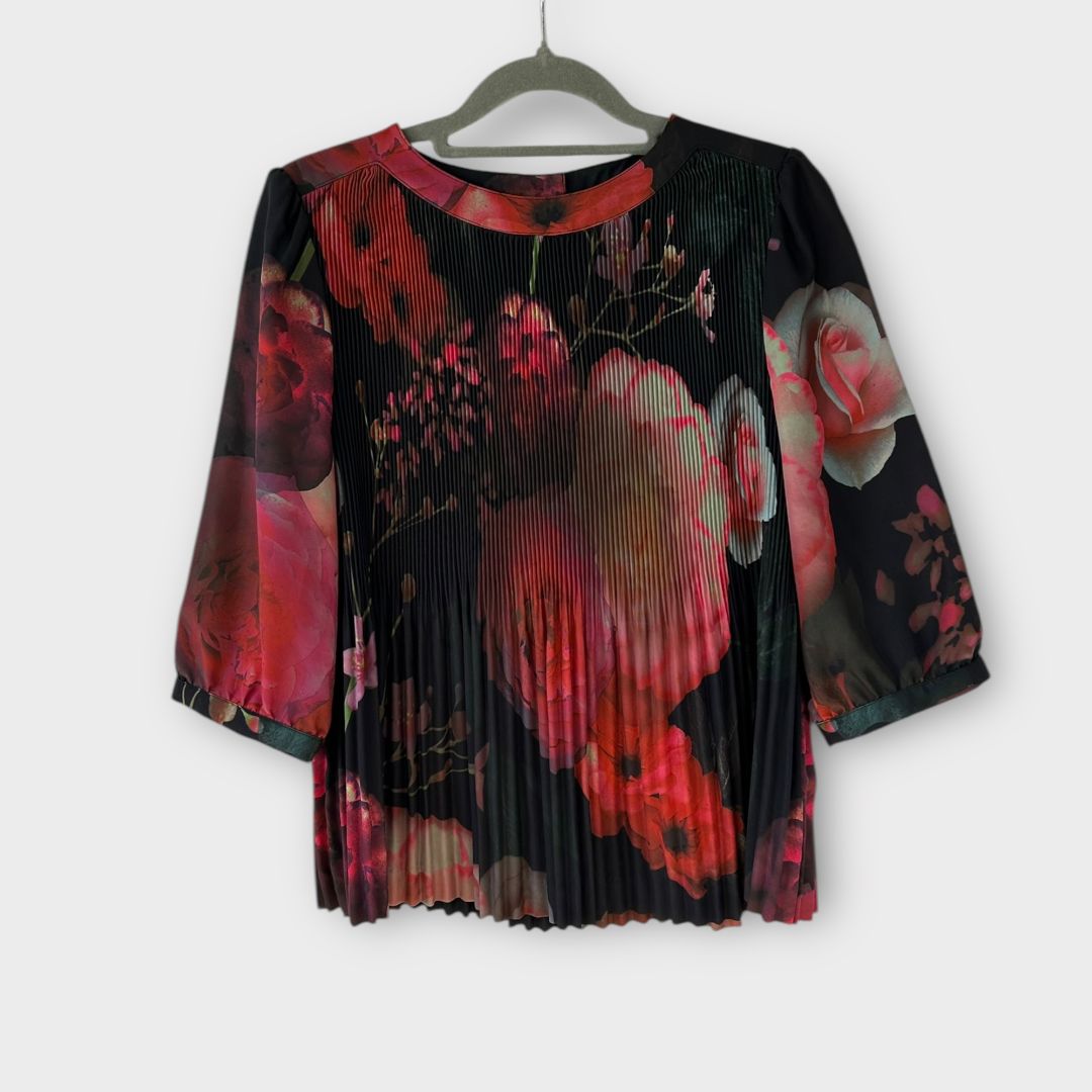 Ted Baker Floral Pleated Top - 8