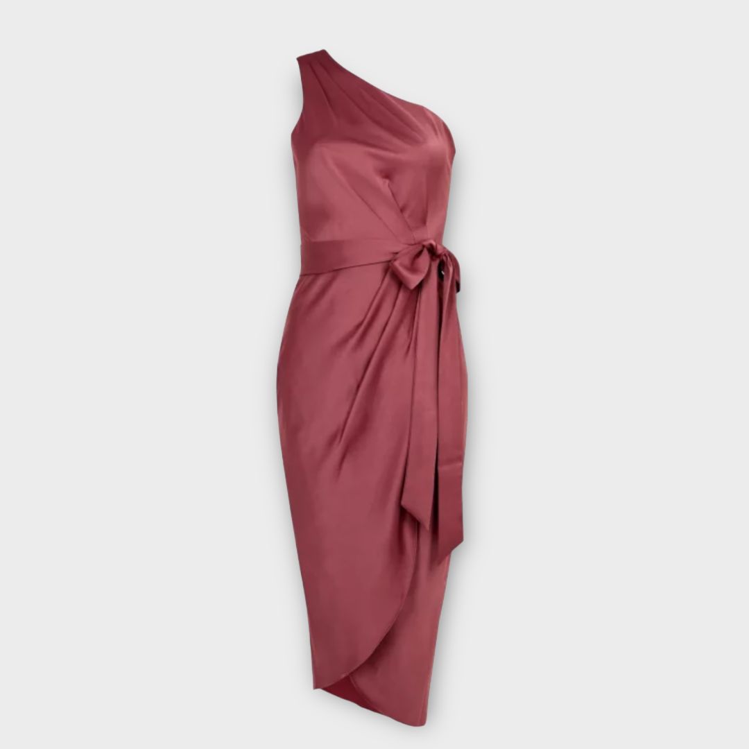 Gabie one shoulder drape midi dress shop