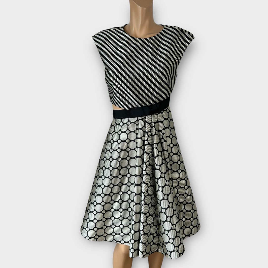 Ted Baker Reetah Stripe Polka Dot Cutout Midi Dress 8 TB 1