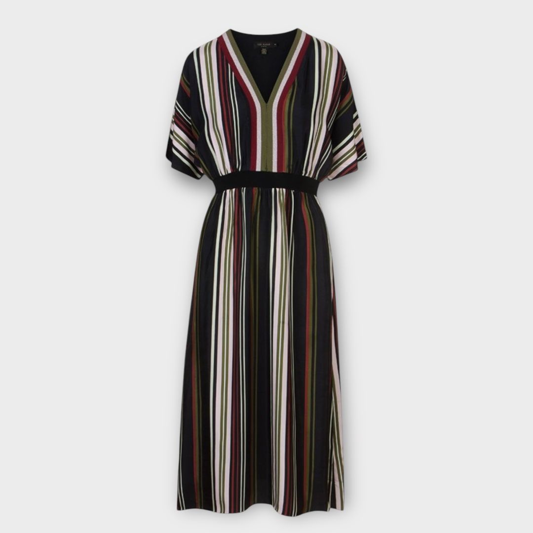 Ted Baker Safiiya Short Sleeve Stripe Midi Dress - 14