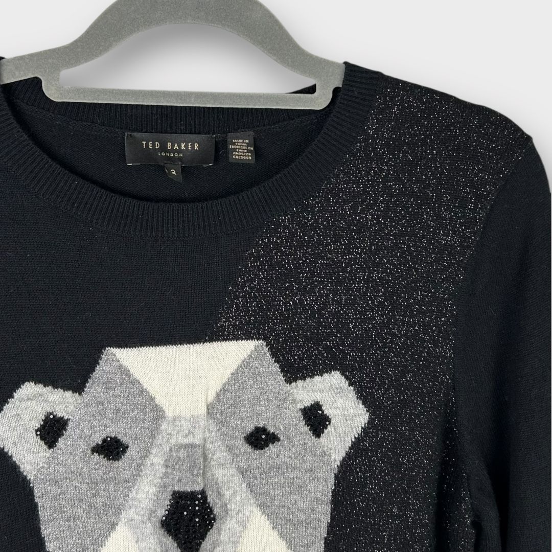 Ted Baker Wool Blend Periiey Polar Bear Knit Jumper - 10
