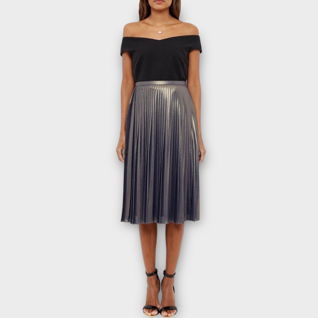 Ted Baker Zainea Pleated Metallic Midi Skirt - 8