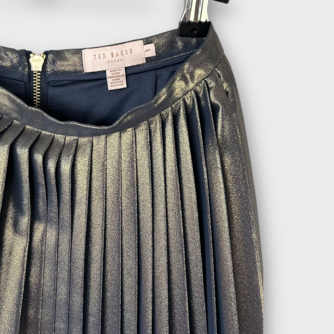 Ted Baker Zainea Pleated Metallic Midi Skirt - 8