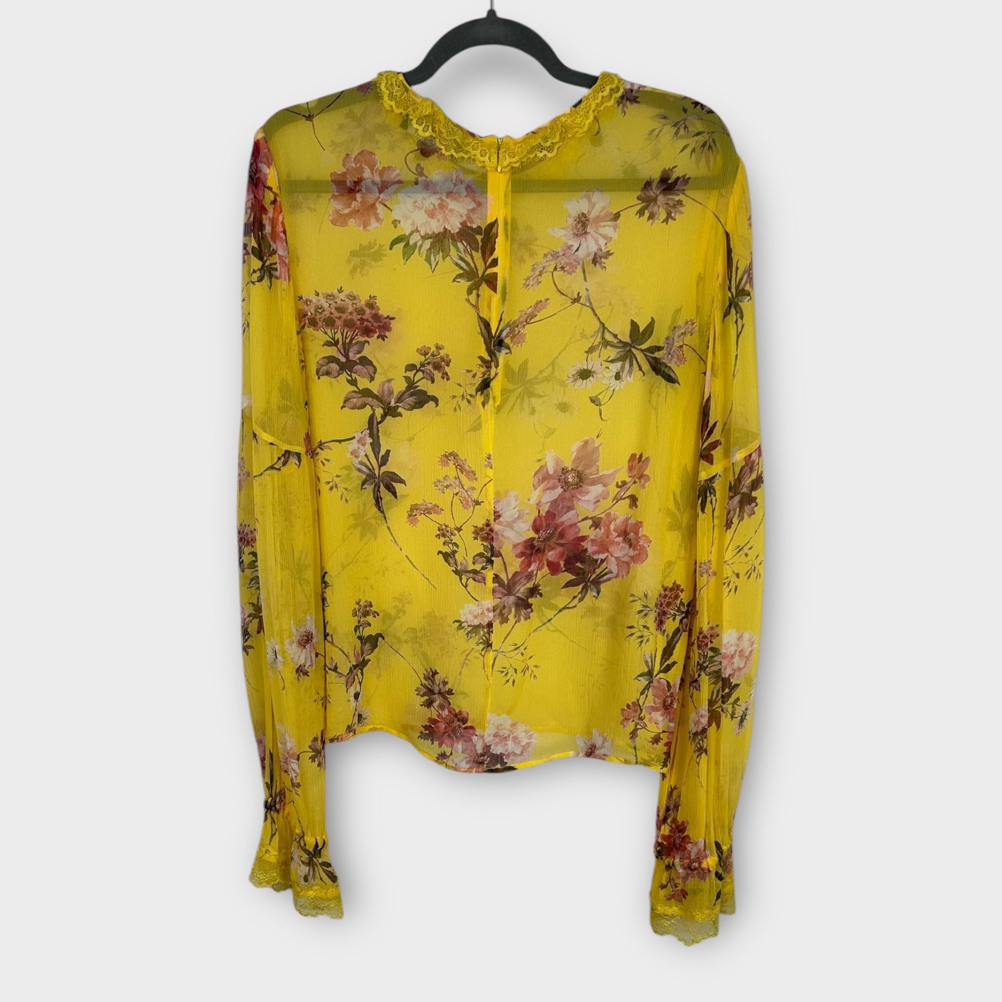 The Kooples Moulin Floral Silk Sheer Top - 12 (M)