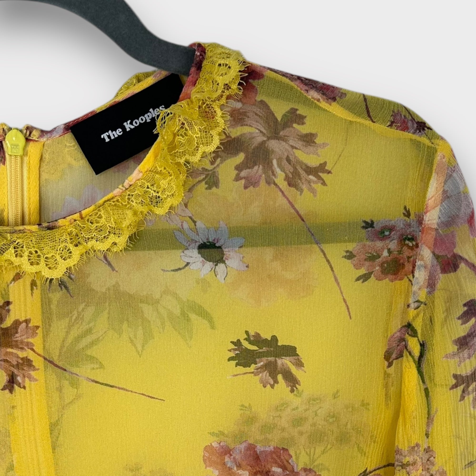 The Kooples Moulin Floral Silk Sheer Top - 12 (M)