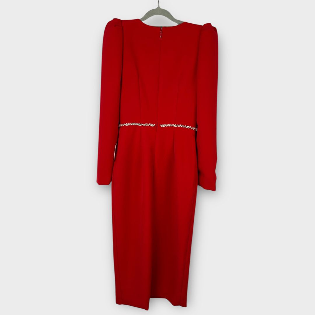 The 8th Sign Embellished Feather Trim Dress - 8
