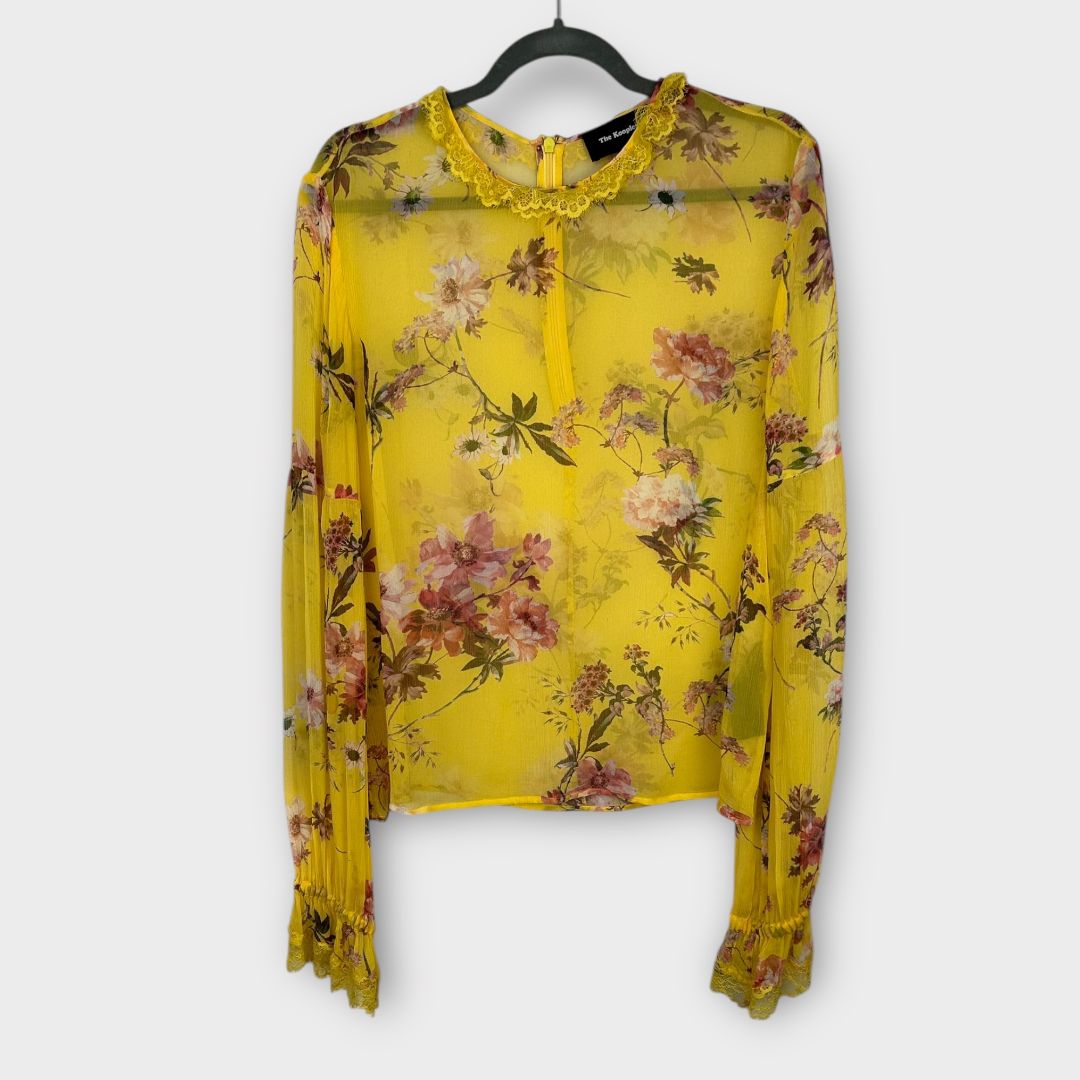 The Kooples Moulin Floral Silk Sheer Top - 12 (M)