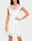 Three Floor Ruffle Trimmed Lace Dress - 14
