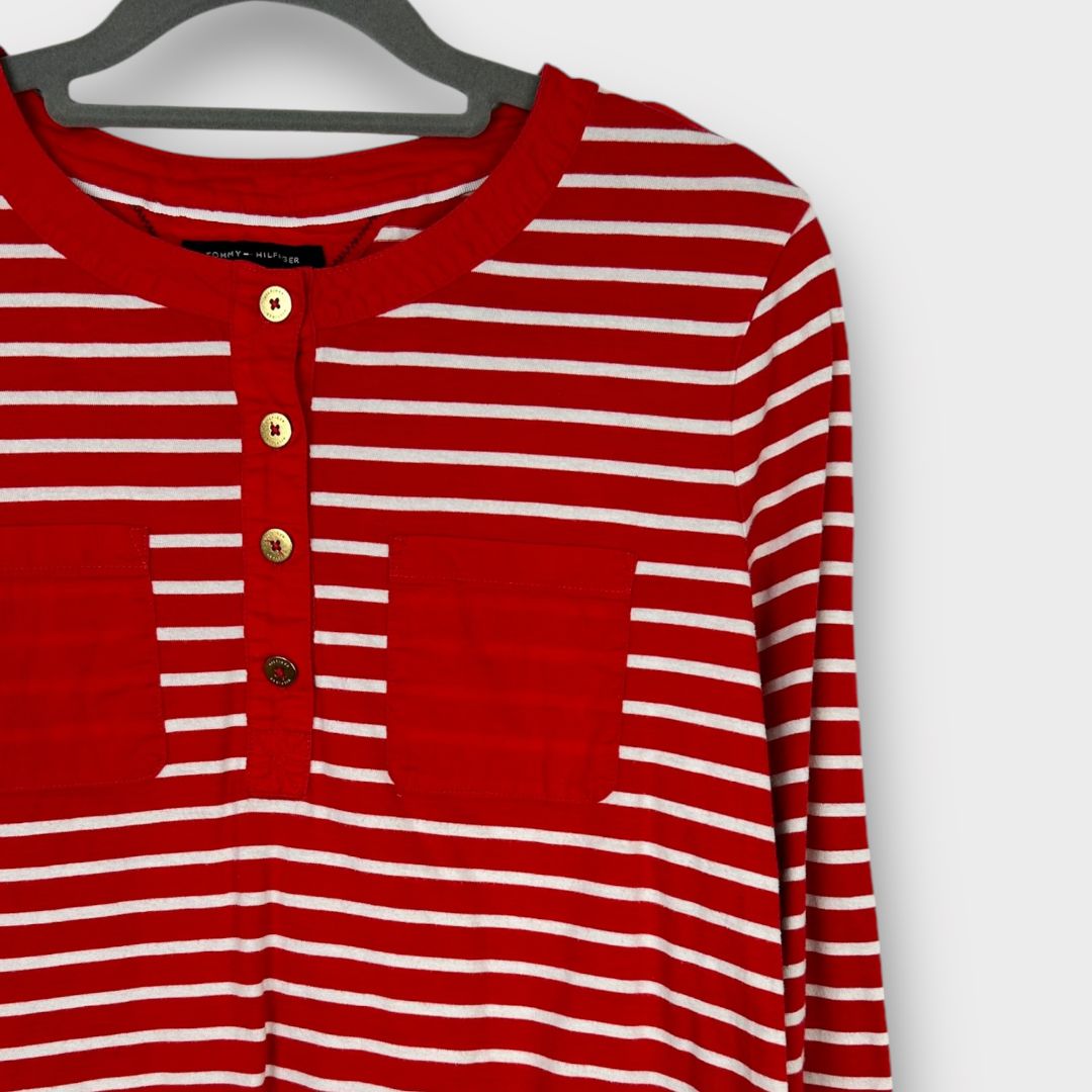 Tommy Hilfiger Stripe Long Sleeve Cotton Top - M