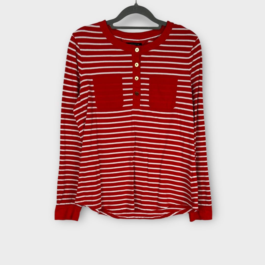 Tommy Hilfiger Stripe Long Sleeve Cotton Top - M