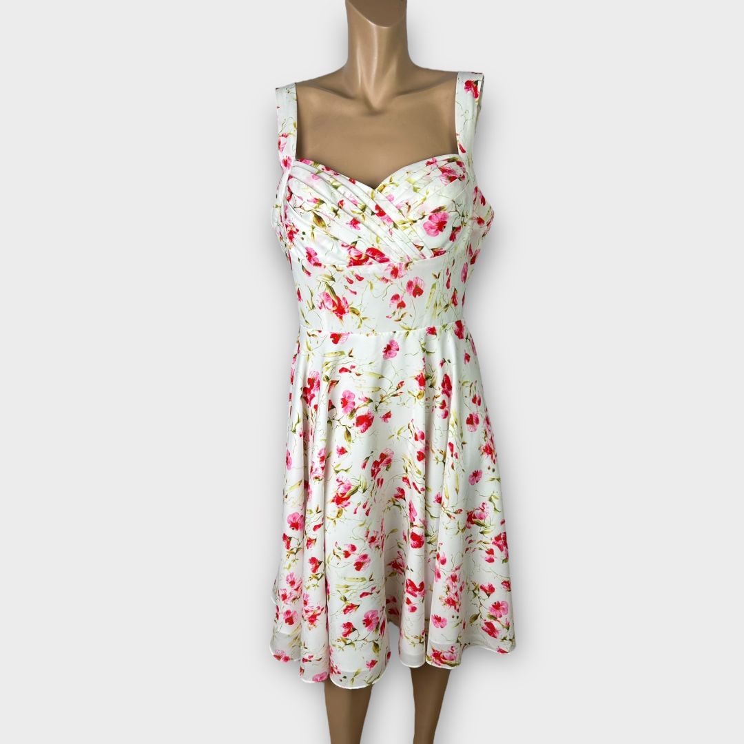 Unique Vintage Floral Dress - 14 (XL)