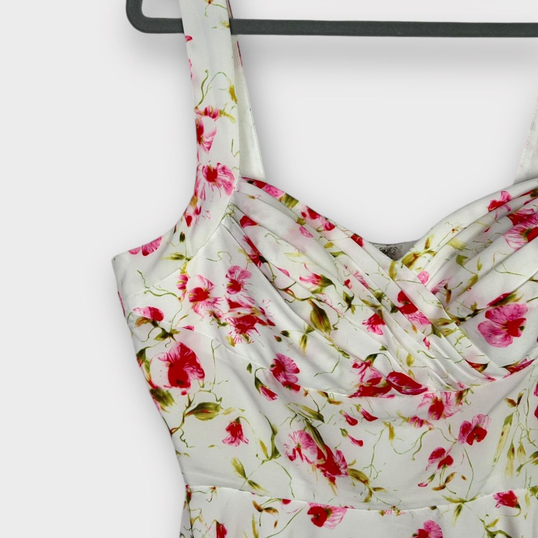 Unique Vintage Floral Dress - 14 (XL)
