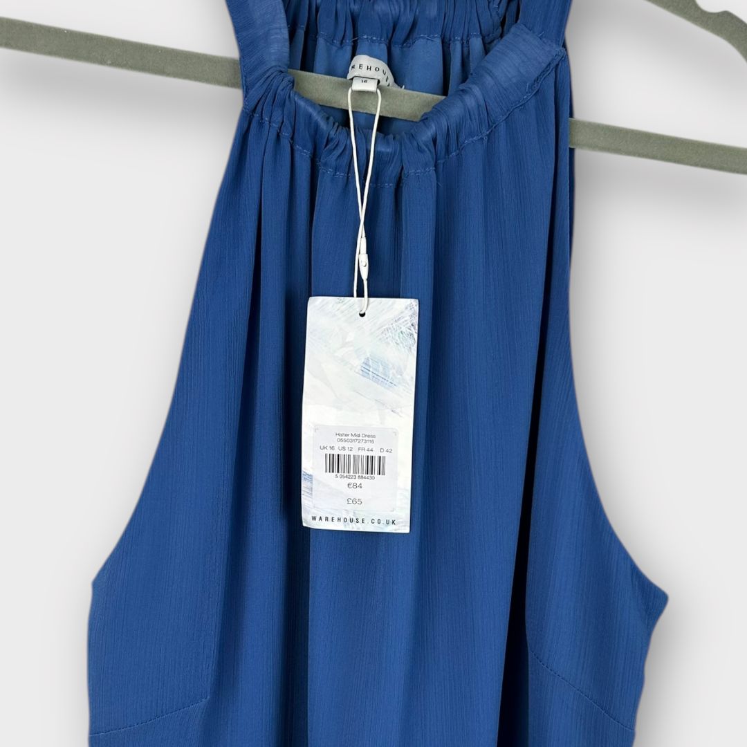 Warehouse Halter Neck Midi Dress - 16