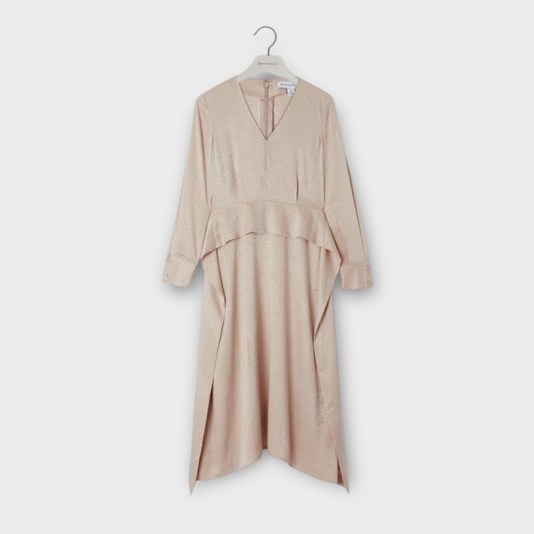 Warehouse Jacquard Peplum Midi Dress - 8