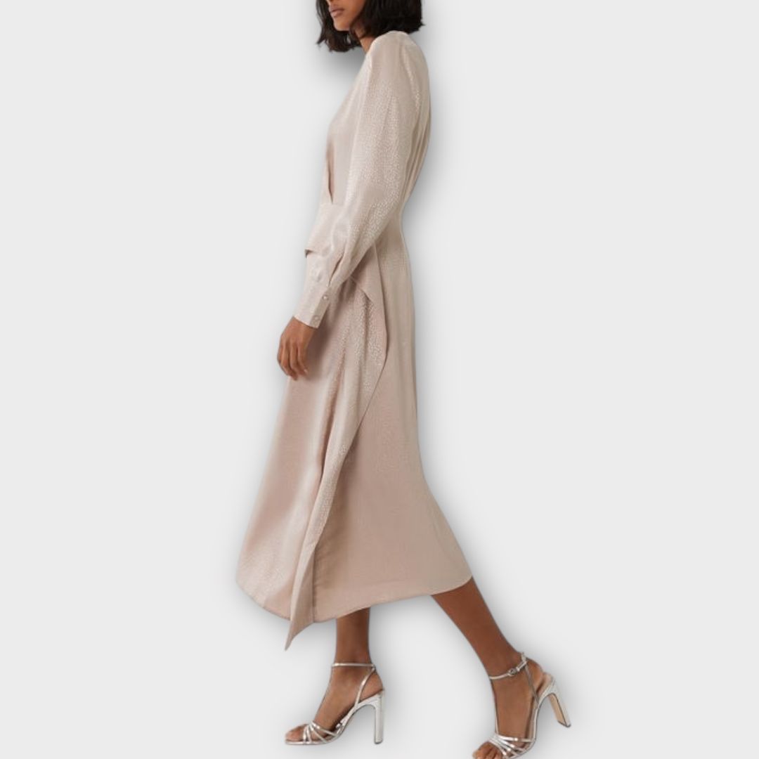 Warehouse Jacquard Peplum Midi Dress - 8