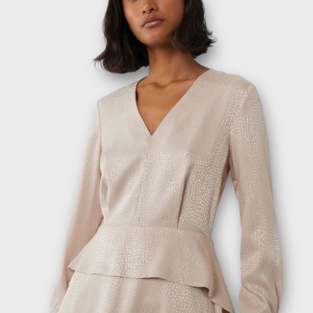 Warehouse Jacquard Peplum Midi Dress - 8