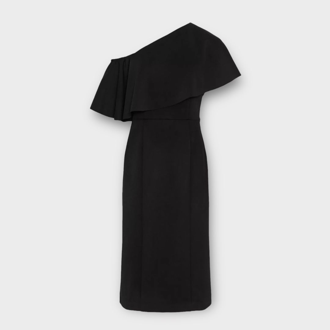 Warehouse Scuba Ruffle One Shoulder Dress - 14
